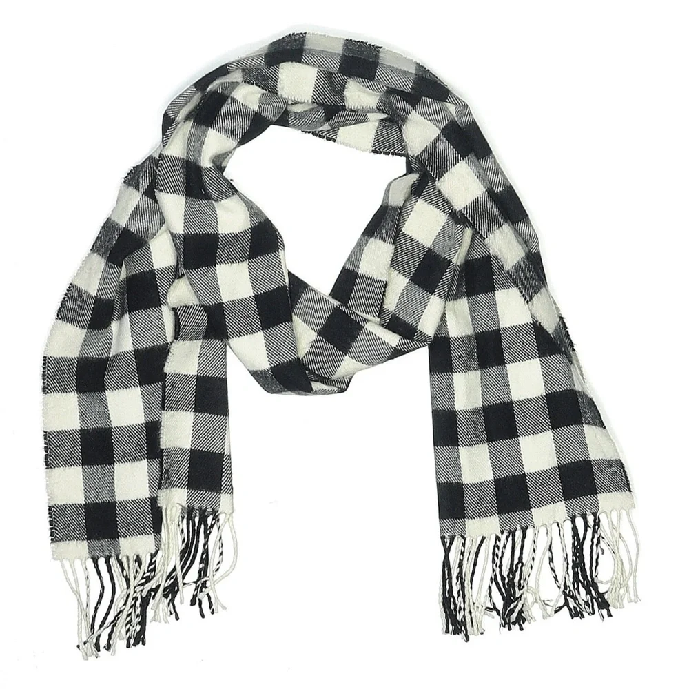 Black and White Buffalo Plaid Scarf